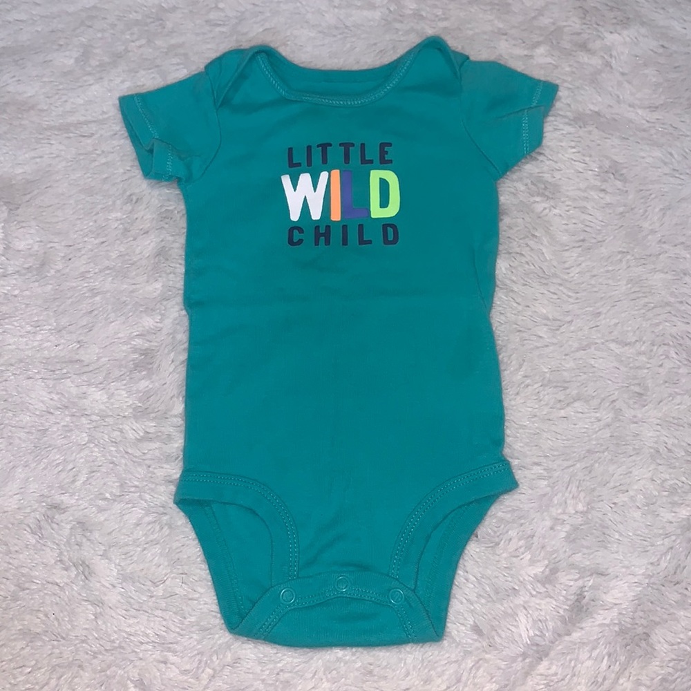 (3 for $10) carters “little wild child” green 6 month short sleeve bodysuit baby